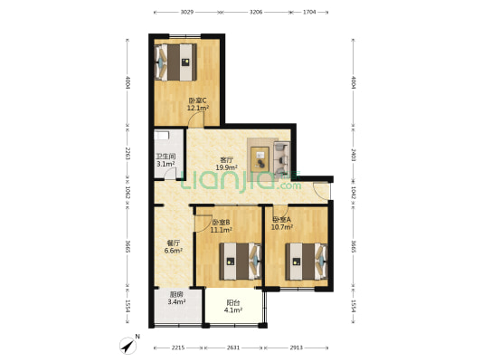 红牌楼北街10号 3室2厅1卫 82平方