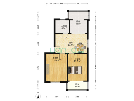 窦小桥 2室1厅1卫 65平方