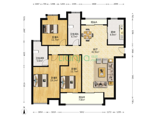 瑞源名嘉汇 3室1厅2卫 142平方