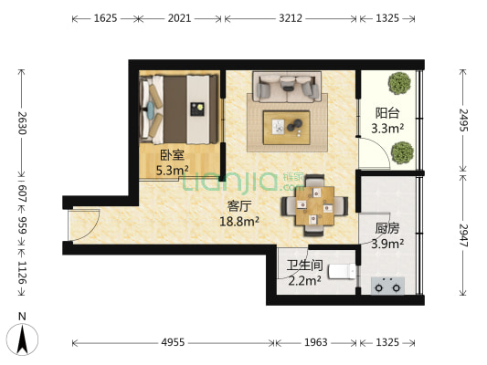 市阀门二厂宿舍 1室1厅1卫 42平方