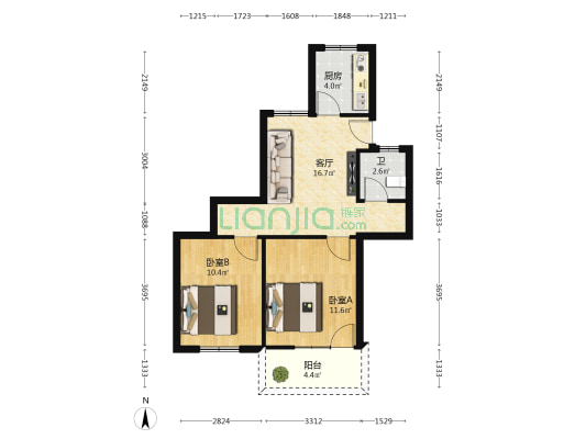 西庵巷 2室1厅1卫 61平方