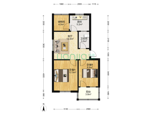 许昌市第三中学家属院 2室1厅1卫 60平方