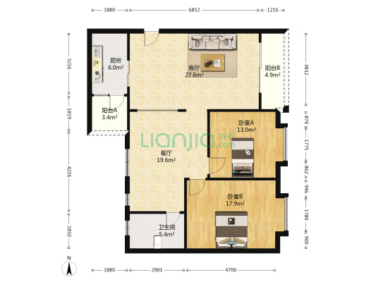东汇名苑 2室2厅1卫 114平方