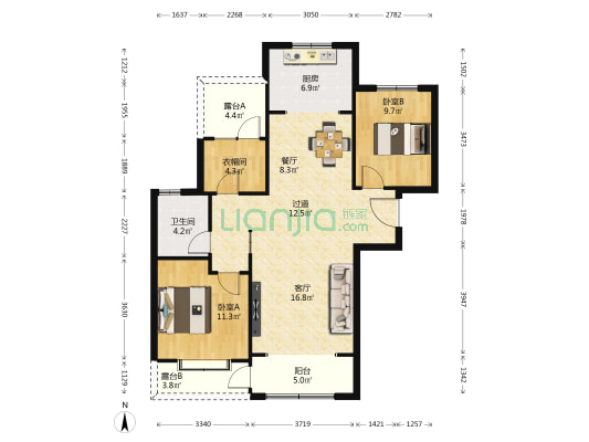 祥瑞园·福邸 2室2厅1卫 106平方