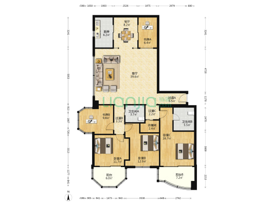 双雁大厦 5室2厅2卫 201平方