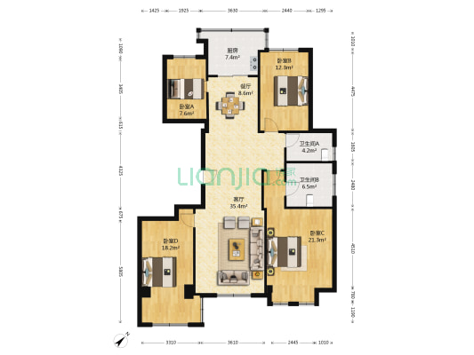 御景湾 4室2厅2卫 143平方