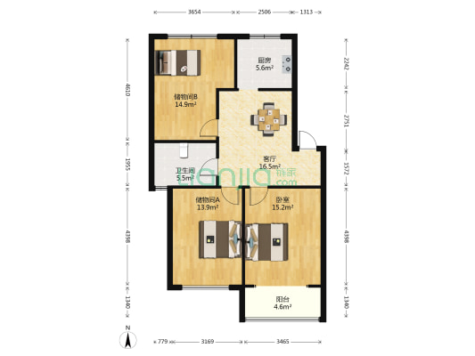 夏桥家园 1室1厅1卫 93平方