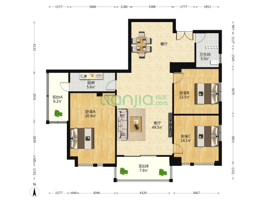 新乐大厦 3室1厅1卫 159平方
