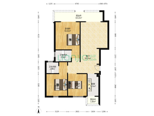 顺兴·琥珀城 3室1厅2卫 110平方
