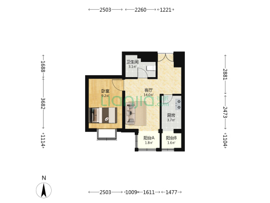 柳浪家园东里 1室1厅1卫 46平方