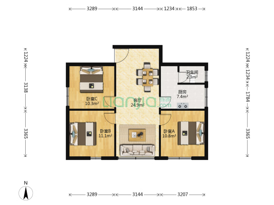 东三街13号 3室1厅1卫 80平方