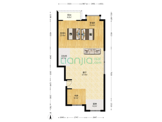松涛景苑 3室1厅1卫 120平方