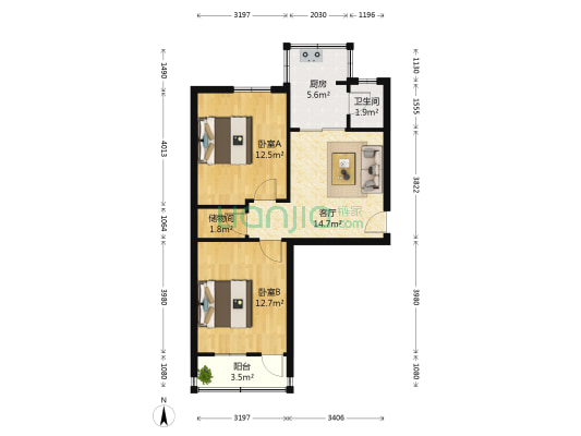 经五路188号 2室1厅1卫 68平方