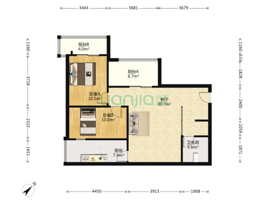 西城首峻 2室1厅1卫 89平方