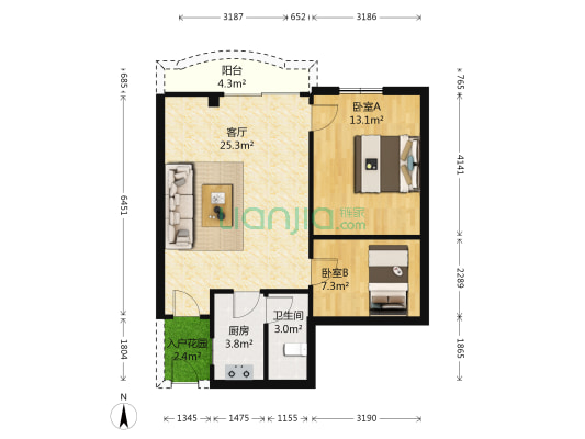 海宇大厦 2室1厅1卫 70平方