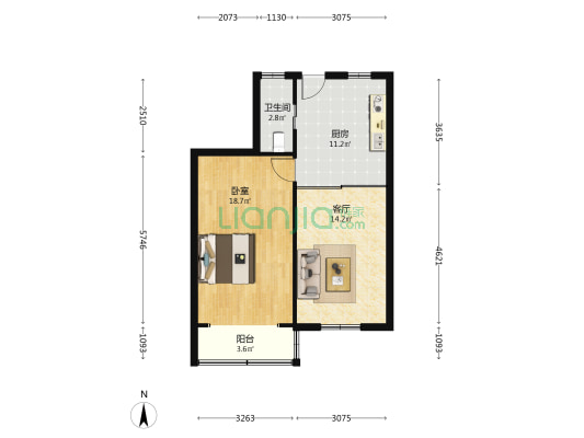 图们路39号 1室1厅1卫 64平方