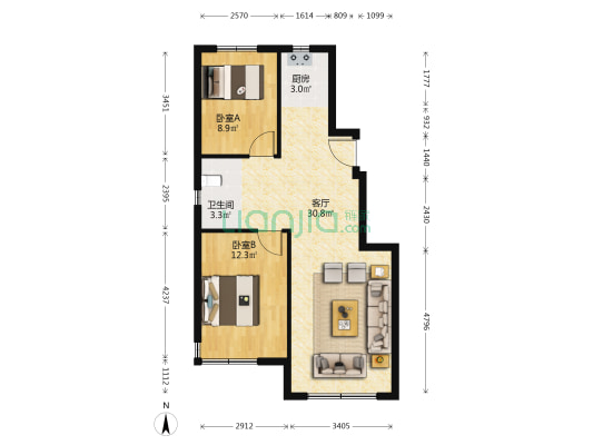 中融钰府 2室1厅1卫 71平方