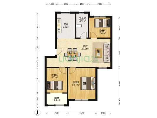善成一村 3室1厅1卫 97平方