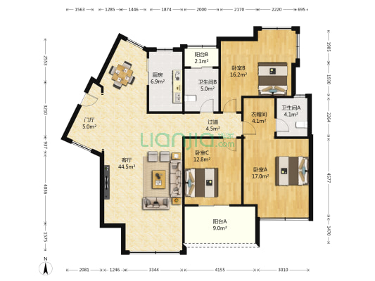 南窗雅舍 3室1厅2卫 150平方