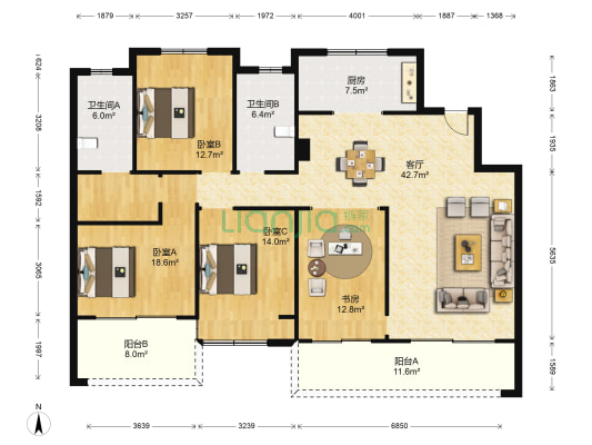 九龙仓御玺 4室1厅2卫 154平方