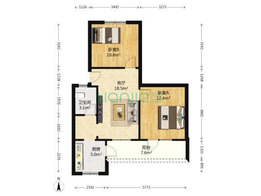 成华大道新鸿路430号 2室1厅1卫 54平方