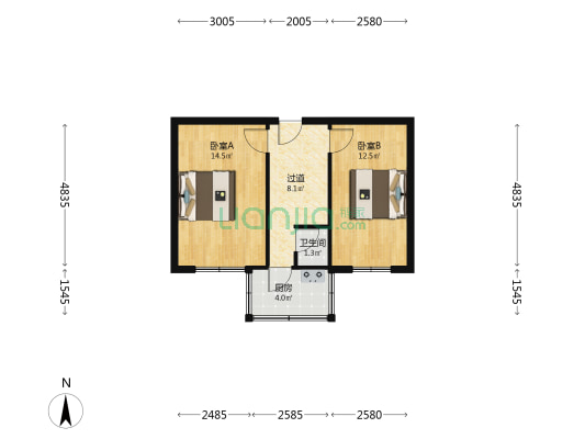 太原盐业小区 2室0厅1卫 49平方