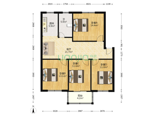 后庙新村 4室1厅1卫 106平方