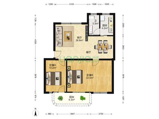 秀灵路77号大院 2室1厅1卫 83平方