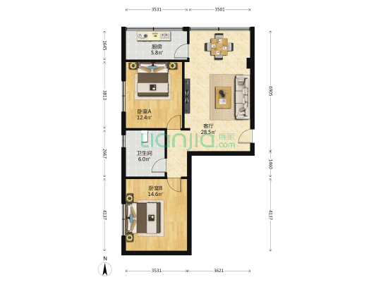 省邮政机械厂家属院 2室1厅1卫 83平方