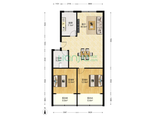 西贤庄 2室1厅1卫 104平方