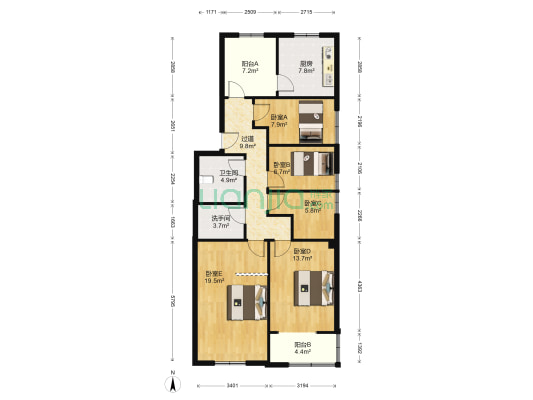 豫新公寓 5室0厅2卫 112平方