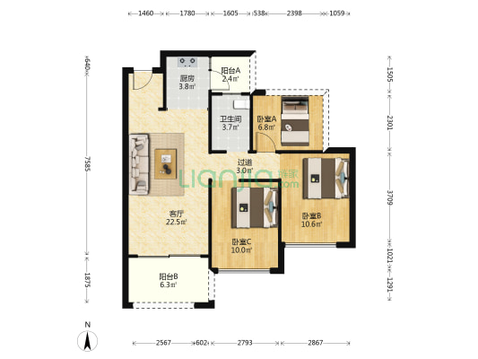 正闳润金名苑 3室1厅1卫 81平方