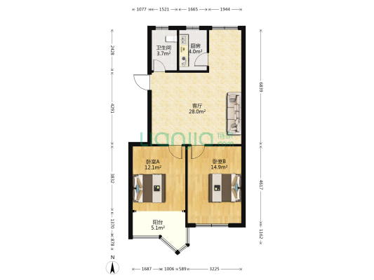 顾家巷 2室1厅1卫 78平方