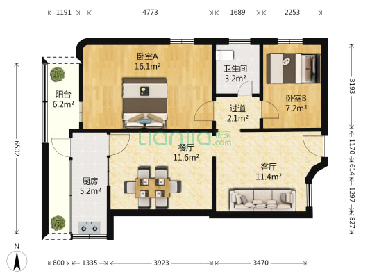 尚武路 2室2厅1卫 73平方