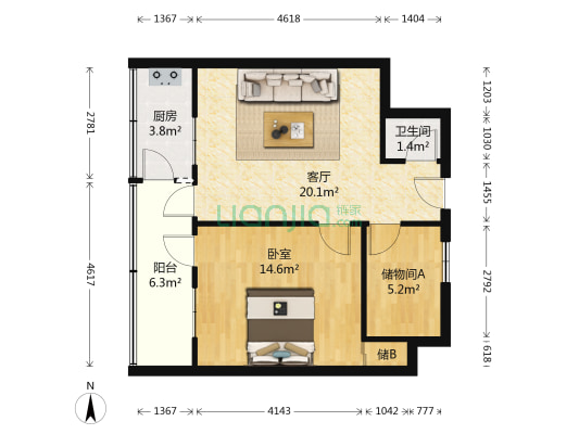 槐村街7到9号 1室1厅1卫 58平方
