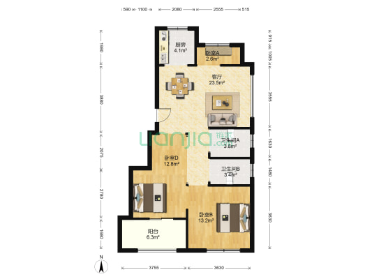 万泰·龙乾府 3室1厅2卫 88平方