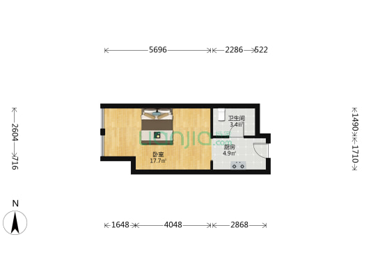 巨川国际大厦 1室0厅1卫 42平方