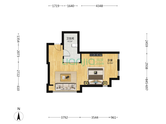 综艺大厦 1室0厅1卫 66平方