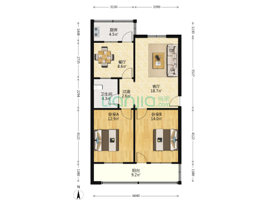 东明路205号院 2室2厅1卫 84平方