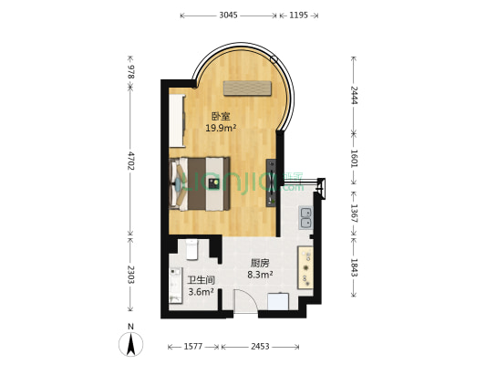 恒茂湖滨 1室0厅1卫 40平方