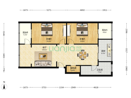 一环路西三段7号 2室1厅1卫 102平方