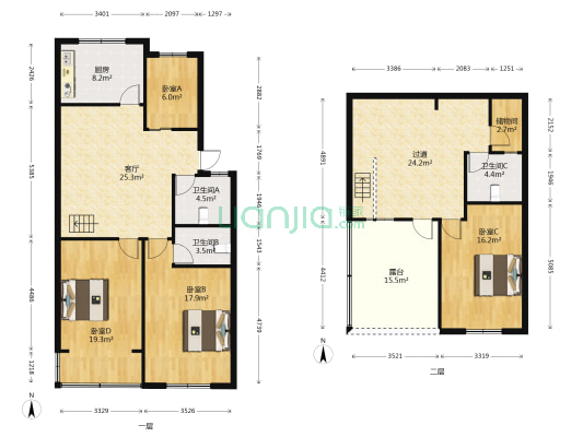 东山花苑 4室1厅3卫 124平方