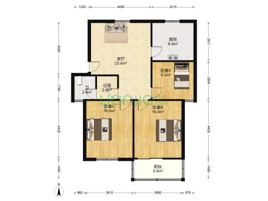 府东新村 3室1厅1卫 98平方