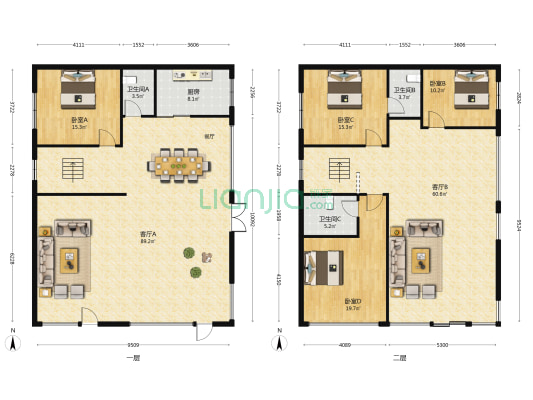 岭东紫郡 4室2厅3卫 252平方