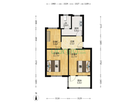 青园路121号 3室0厅1卫 54平方