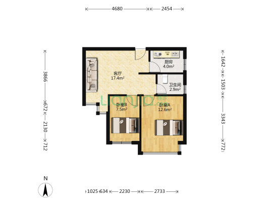利二花苑 2室1厅1卫 63平方
