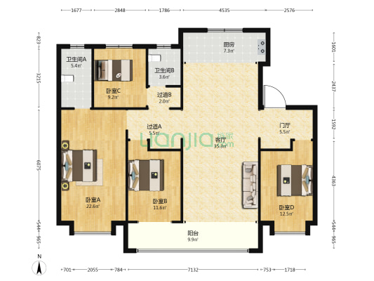 骏悦雅居 4室1厅2卫 168平方
