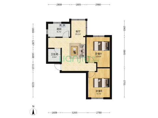 棕南正街2号 2室1厅1卫 110平方