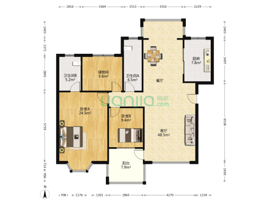 第一大街逸水湾 2室1厅2卫 147平方