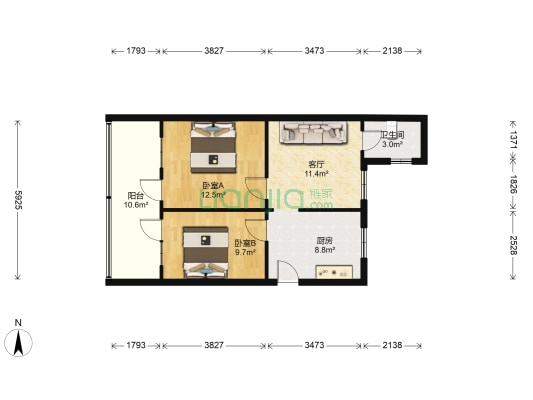 迎春街20号 2室1厅1卫 74平方